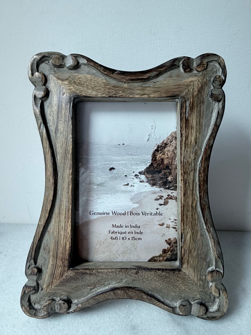 Genuine Wood Distressed Brown Photo Frame - Home Accents 4”x6” photo - Picture 2 of 9